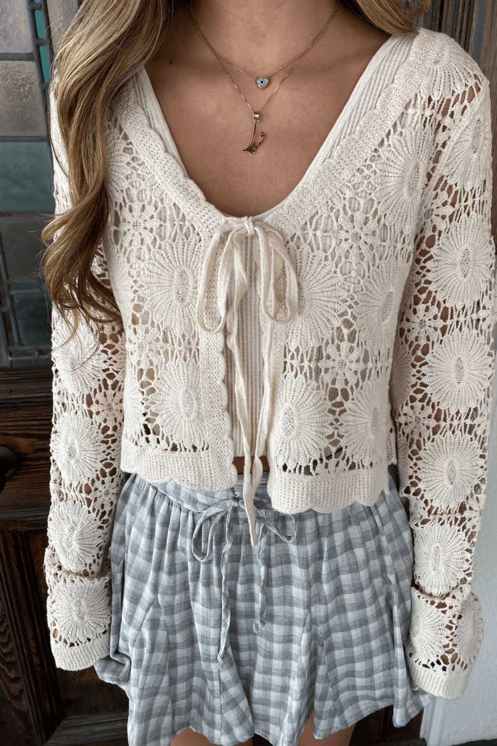 Floral Front Tie Sweater