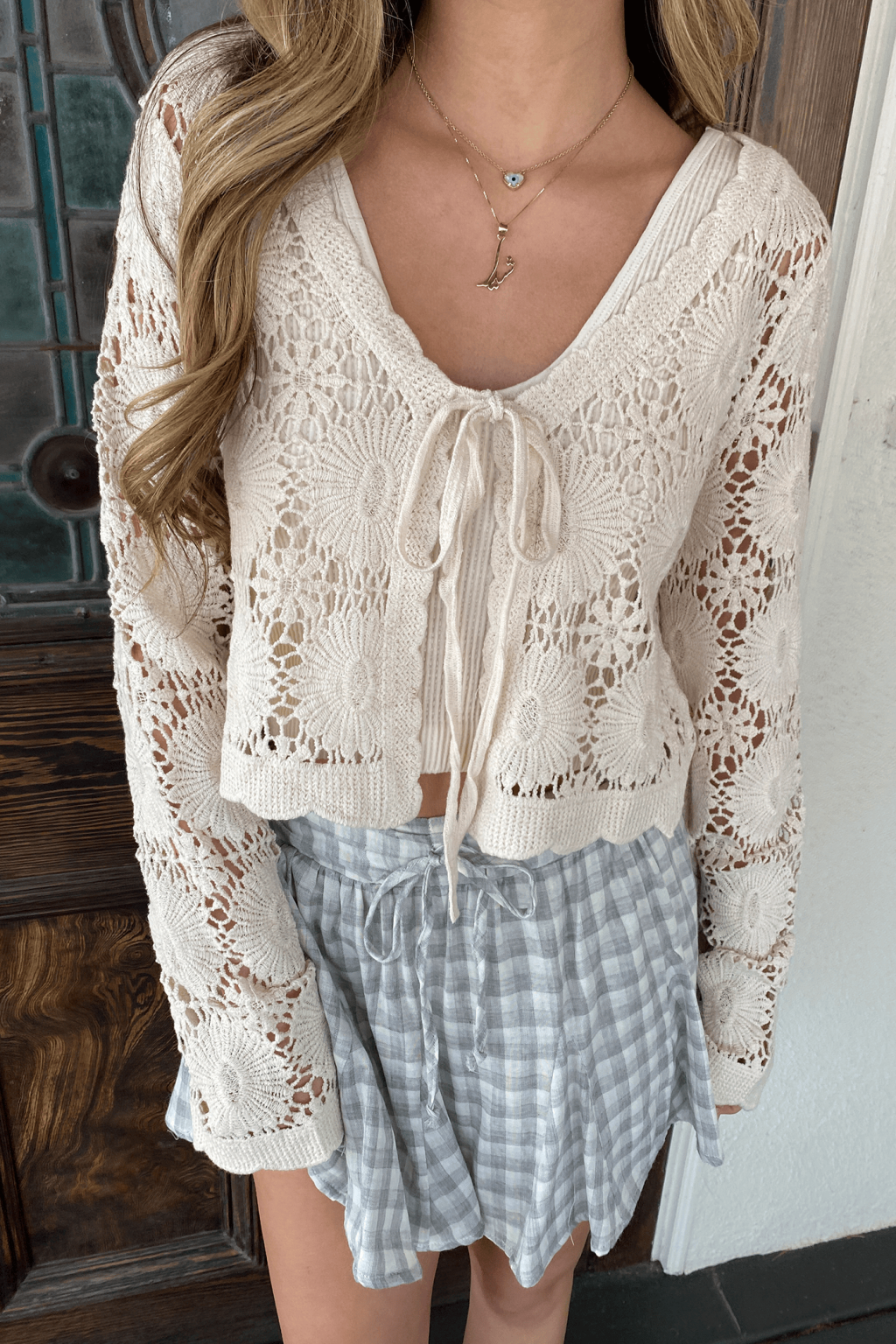Floral Front Tie Sweater