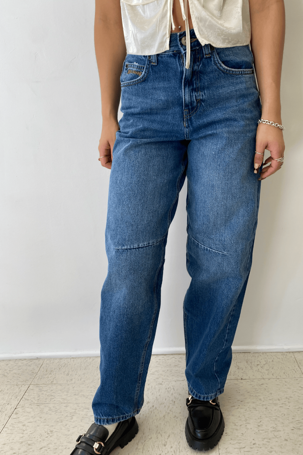 Logan Dallas Cinch Back Boyfriend Jeans