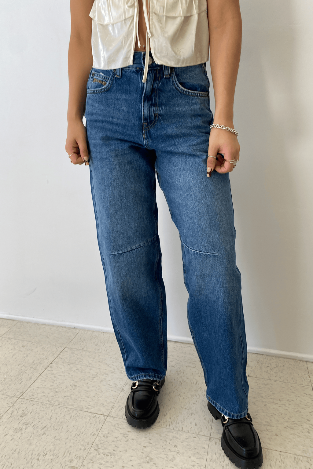Logan Dallas Cinch Back Boyfriend Jeans