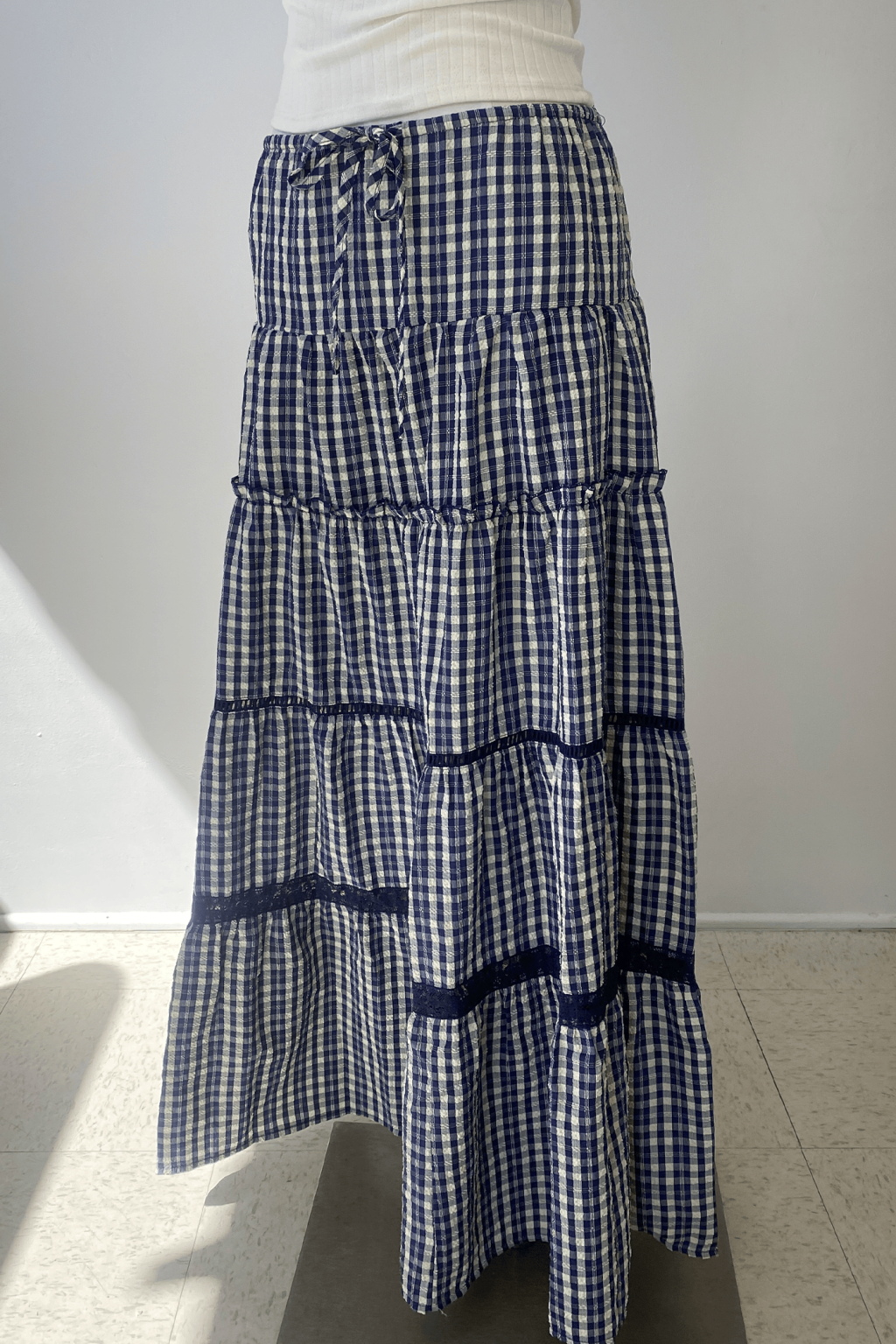 Tiered Plaid Maxi Skirt