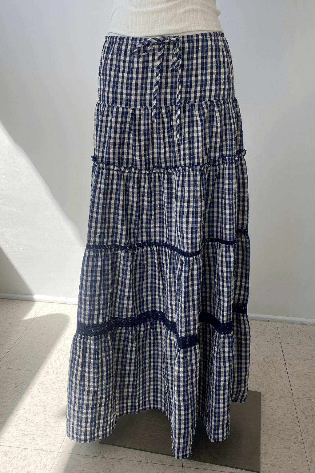 Tiered Plaid Maxi Skirt