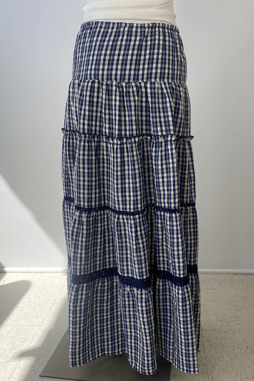 Tiered Plaid Maxi Skirt