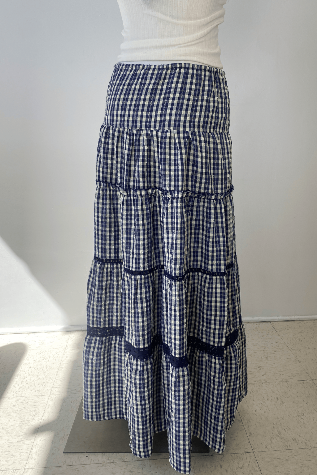 Tiered Plaid Maxi Skirt