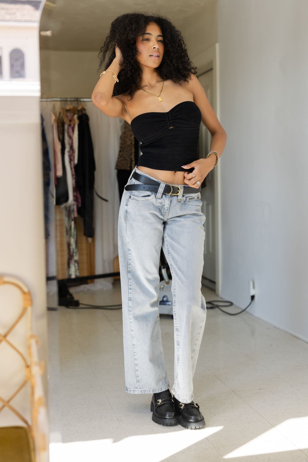 Effortlessly Cool Low Rider Wide Leg Jeans Featuring Flowy Silhouette and Classic Denim
