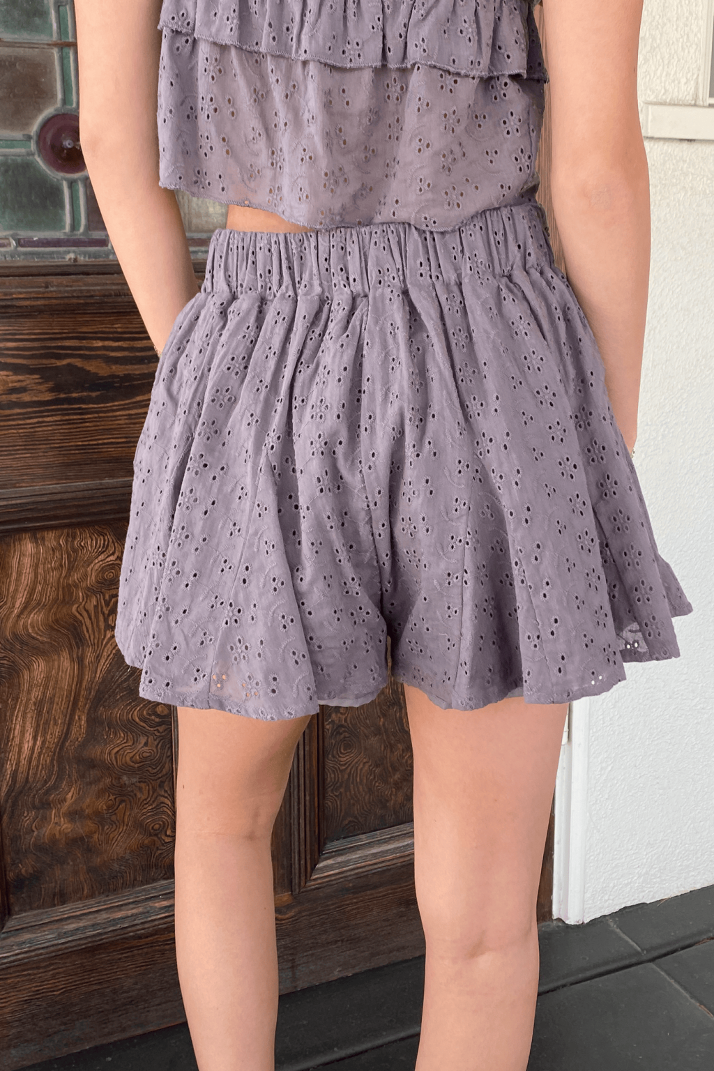 Versatile Eyelet Skort Combining Skirt Elegance with Shorts Comfort