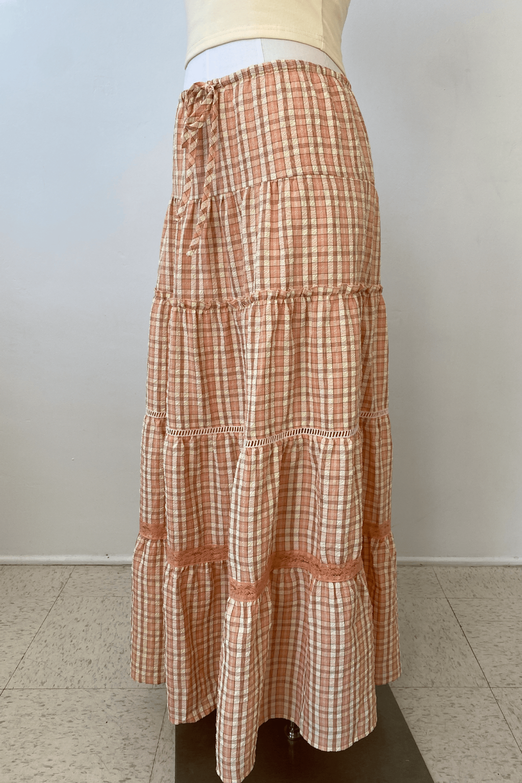 Tiered Plaid Maxi Skirt