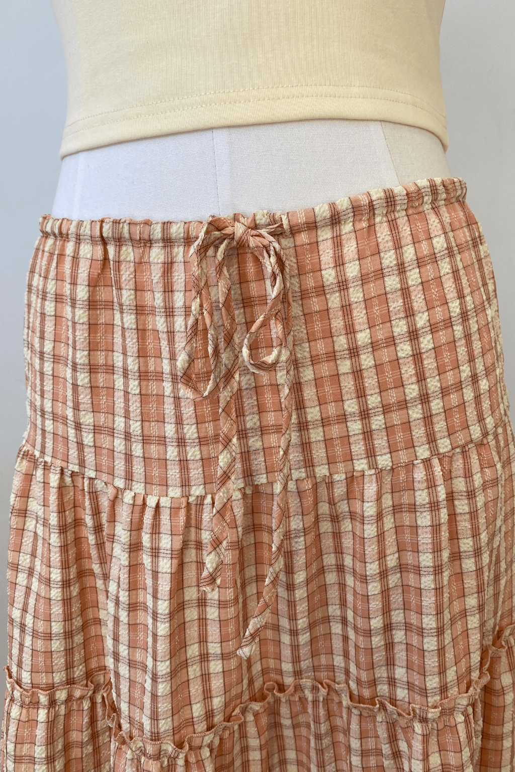 Tiered Plaid Maxi Skirt