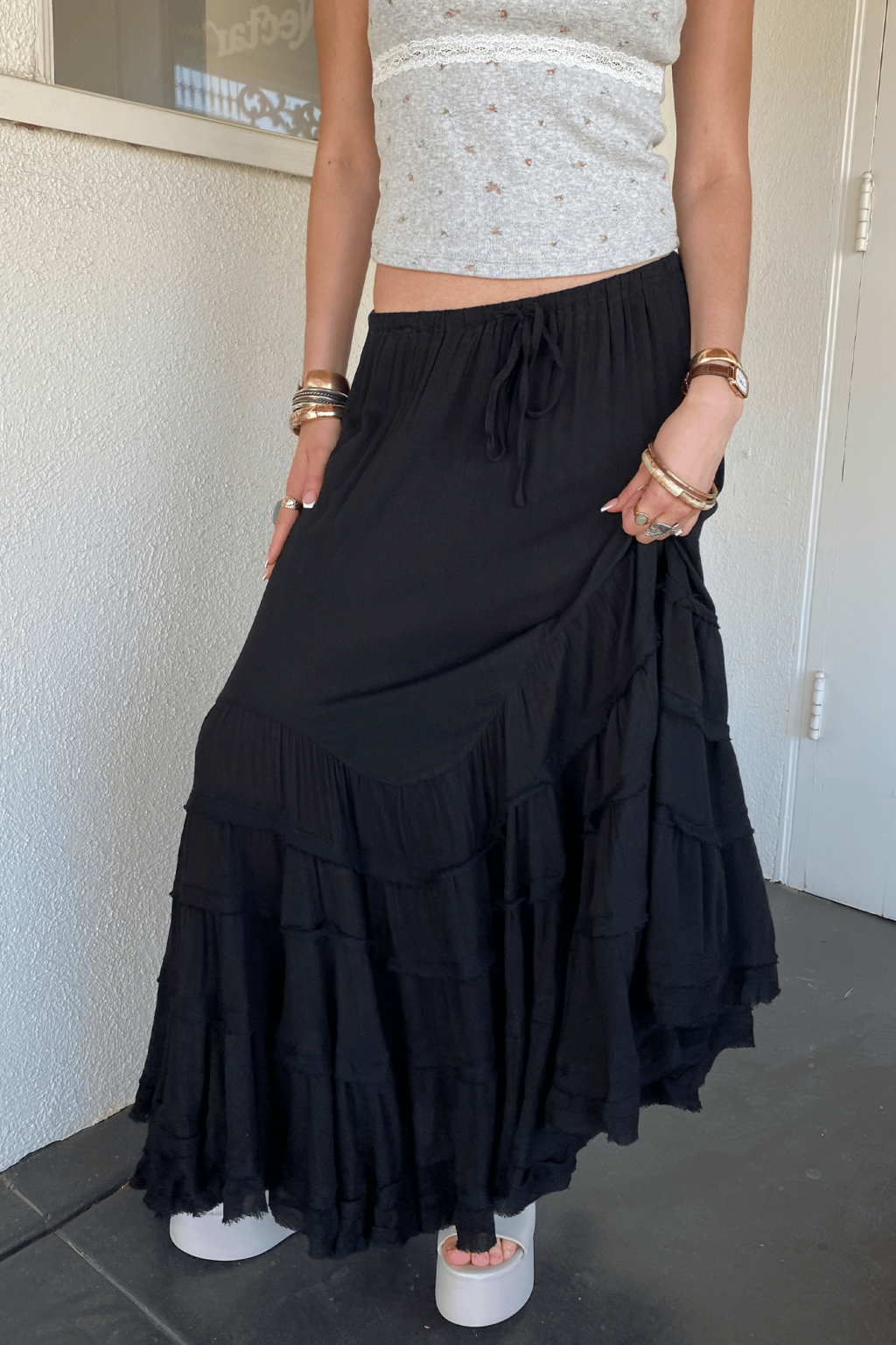 Ruffled Tiered Maxi Skirt
