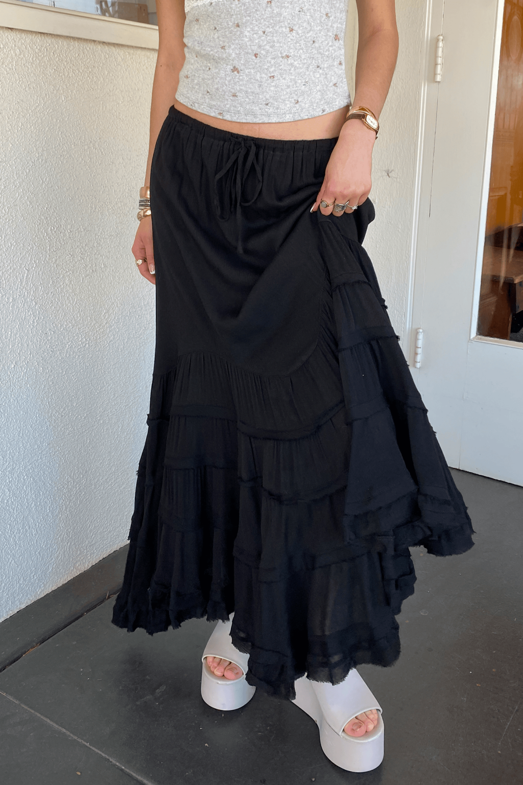 Ruffled Tiered Maxi Skirt