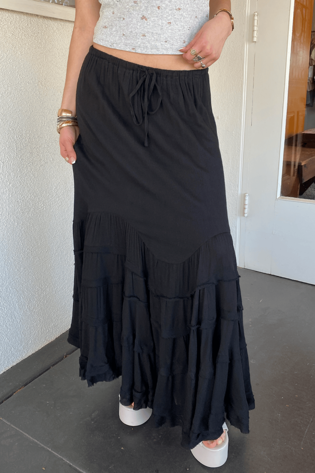 Ruffled Tiered Maxi Skirt