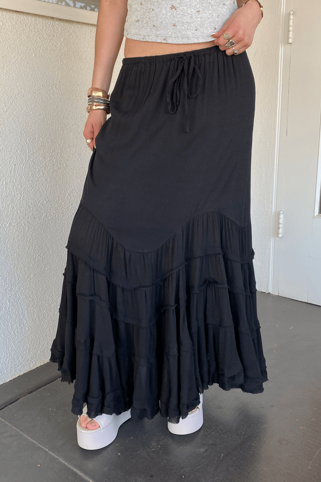 Ruffled Tiered Maxi Skirt