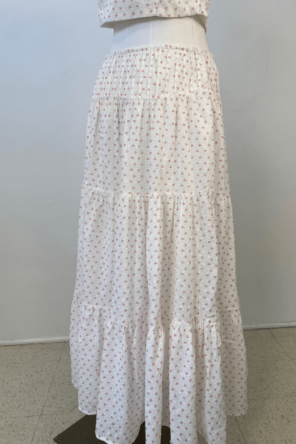 Textured Floral Maxi Skirt