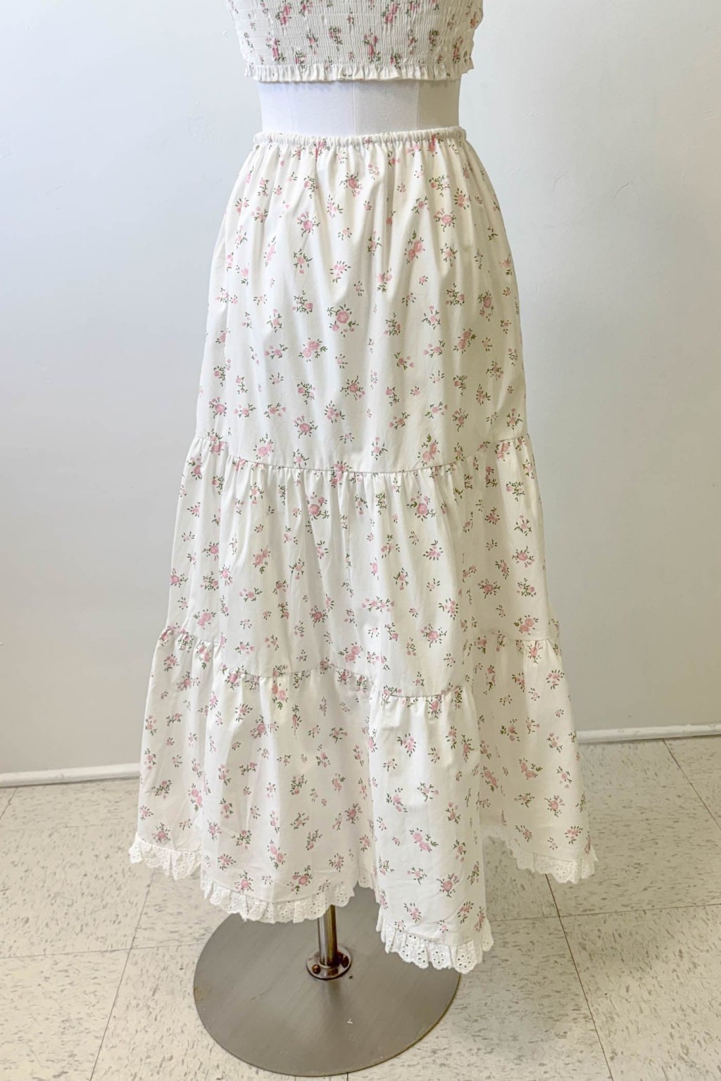 Tiered Floral Maxi Skirt