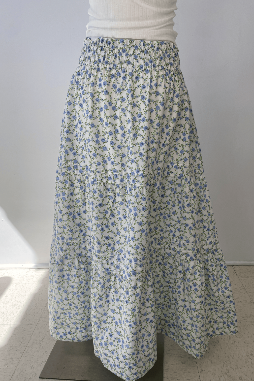 Tiered Floral Midi Skirt