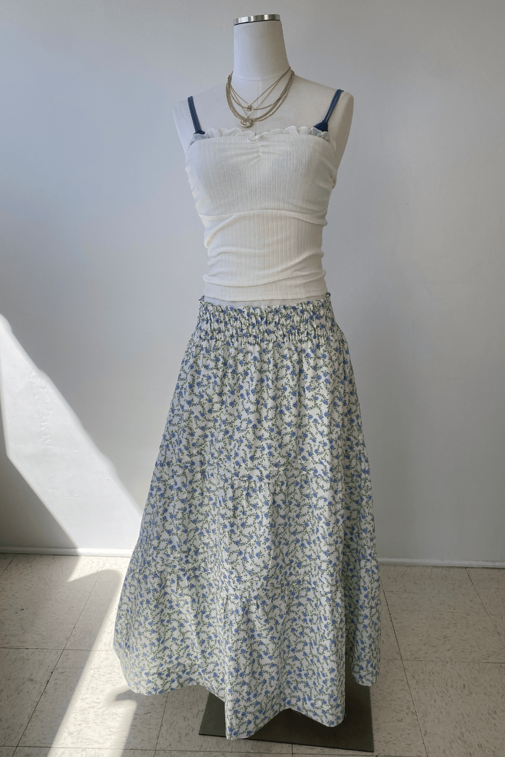 Tiered Floral Midi Skirt