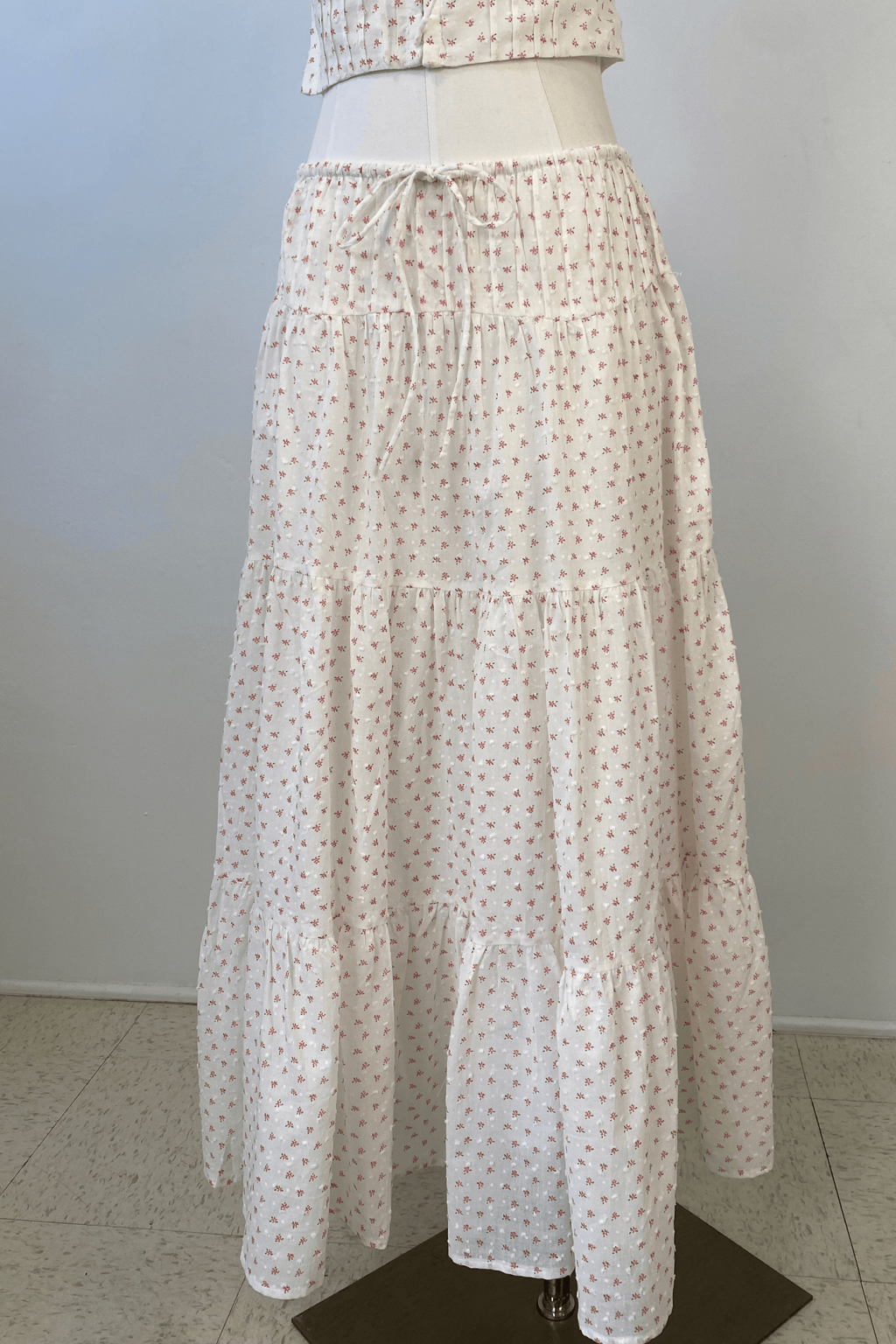 Textured Floral Maxi Skirt