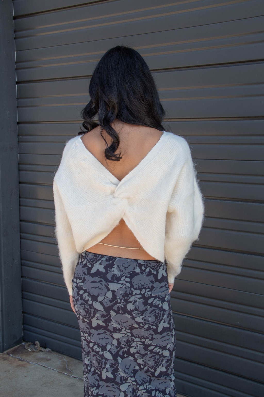 Soft Knit Sweater Featuring Elegant Twist Back Detail for a Feminine Touch