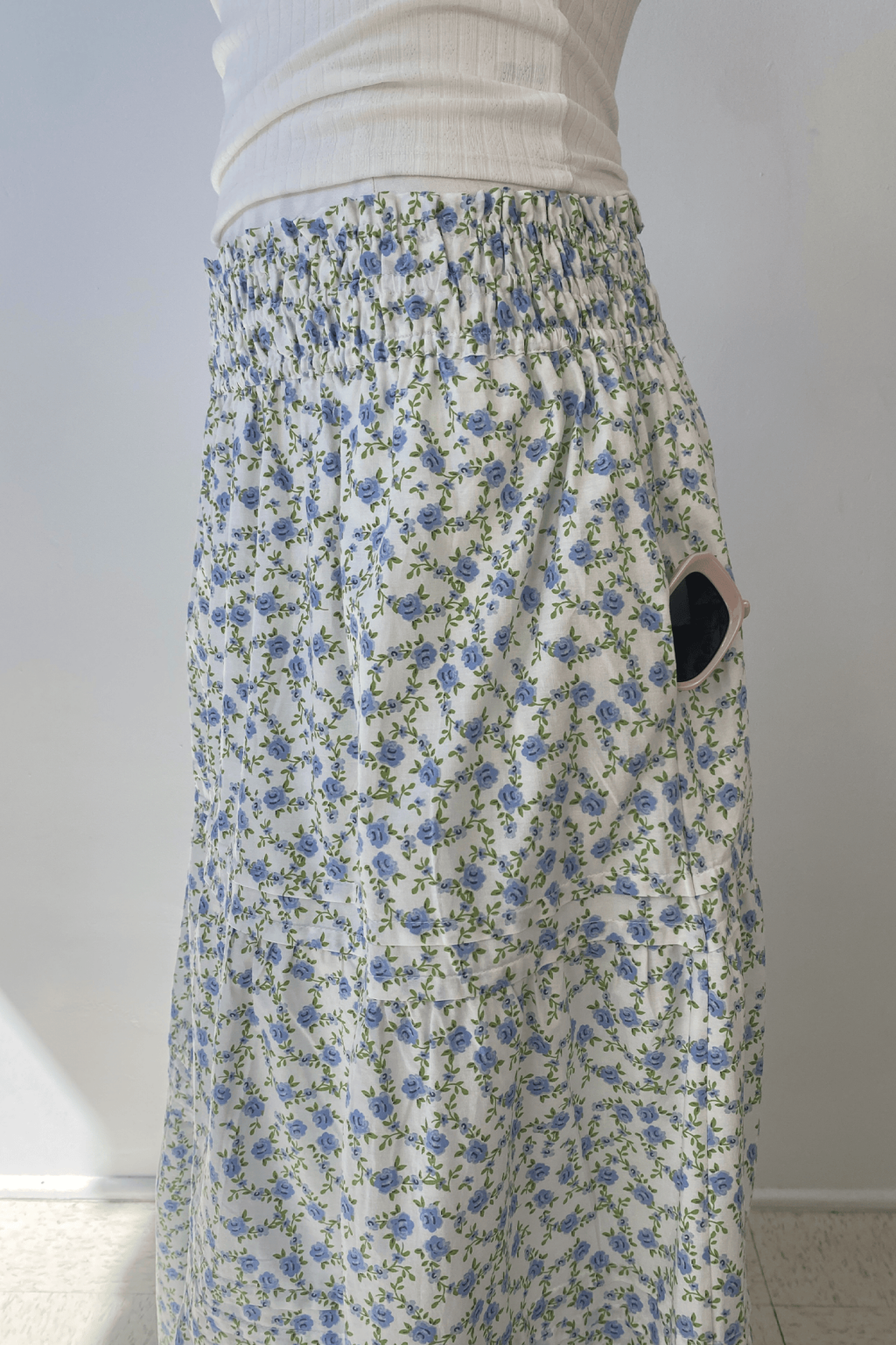 Tiered Floral Midi Skirt