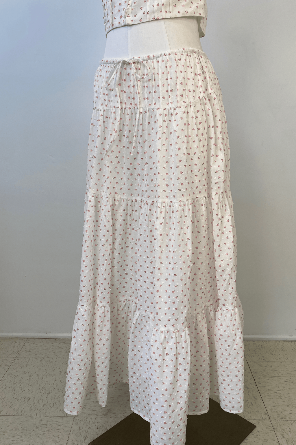 Textured Floral Maxi Skirt